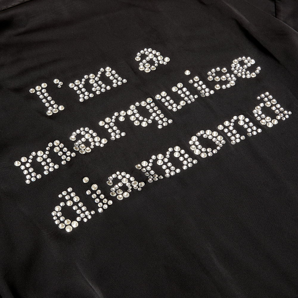 Marquise Diamond Black Satin Robe