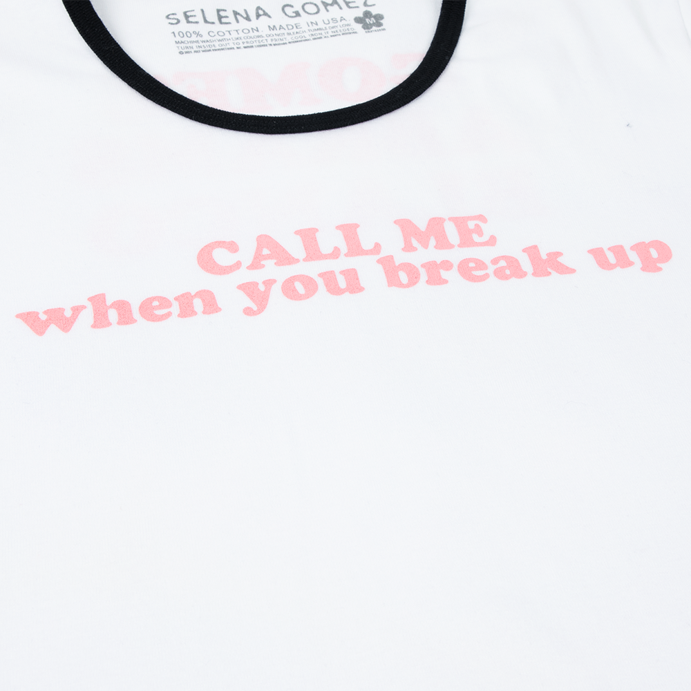 Call Me When You Break Up Baby Rib Crop Ringer front detail
