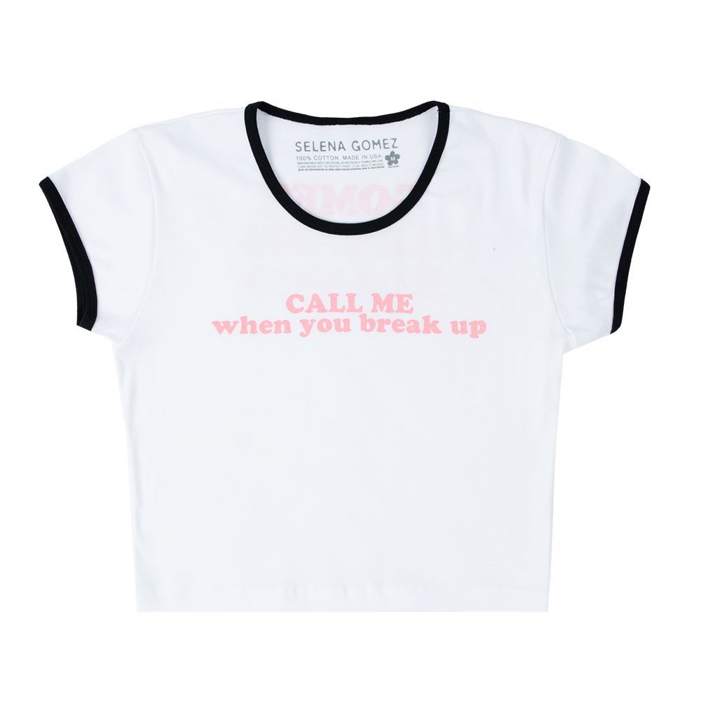 Call Me When You Break Up Baby Rib Crop Ringer