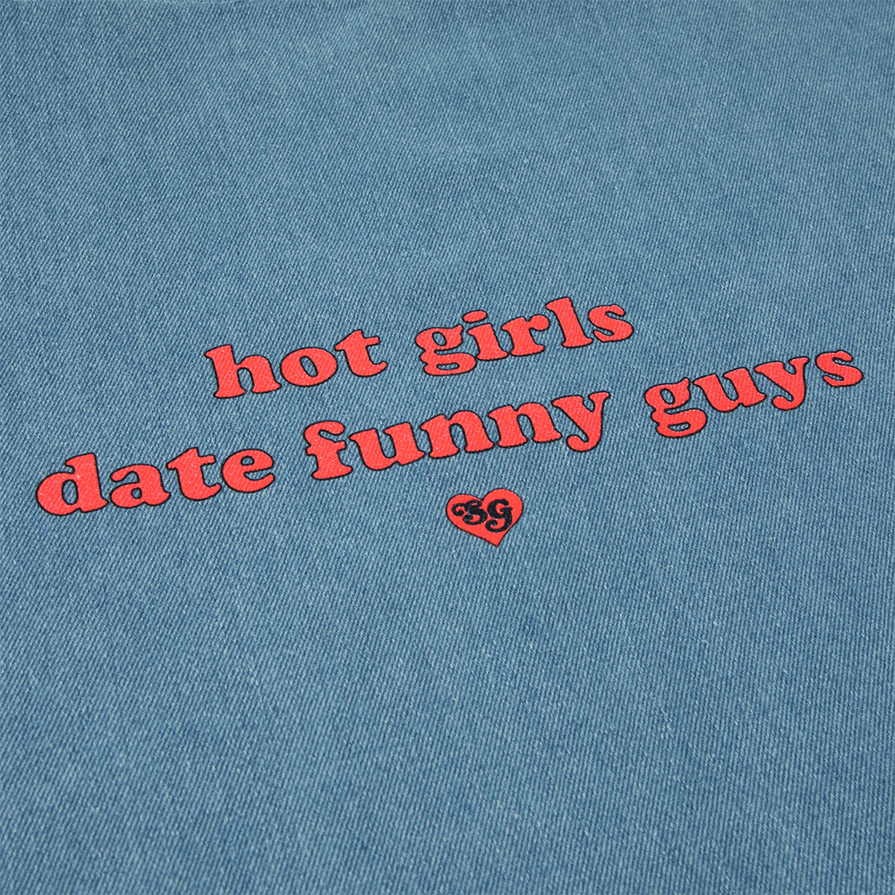 Hot Girls Date Funny Guys Denim Tote Detail