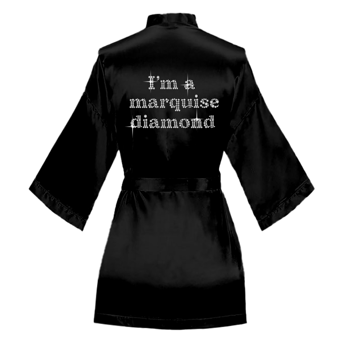 Marquise Diamond Black Satin Robe Back