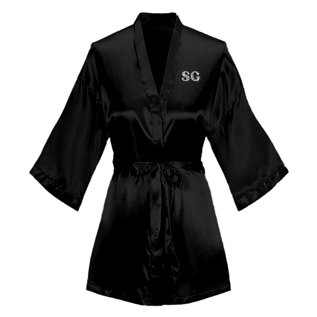 Marquise Diamond Black Satin Robe